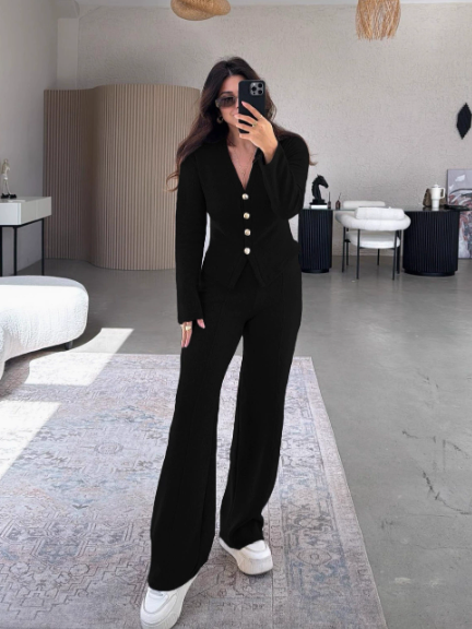 Women’s Casual Knitted Cardigan & Pants Set